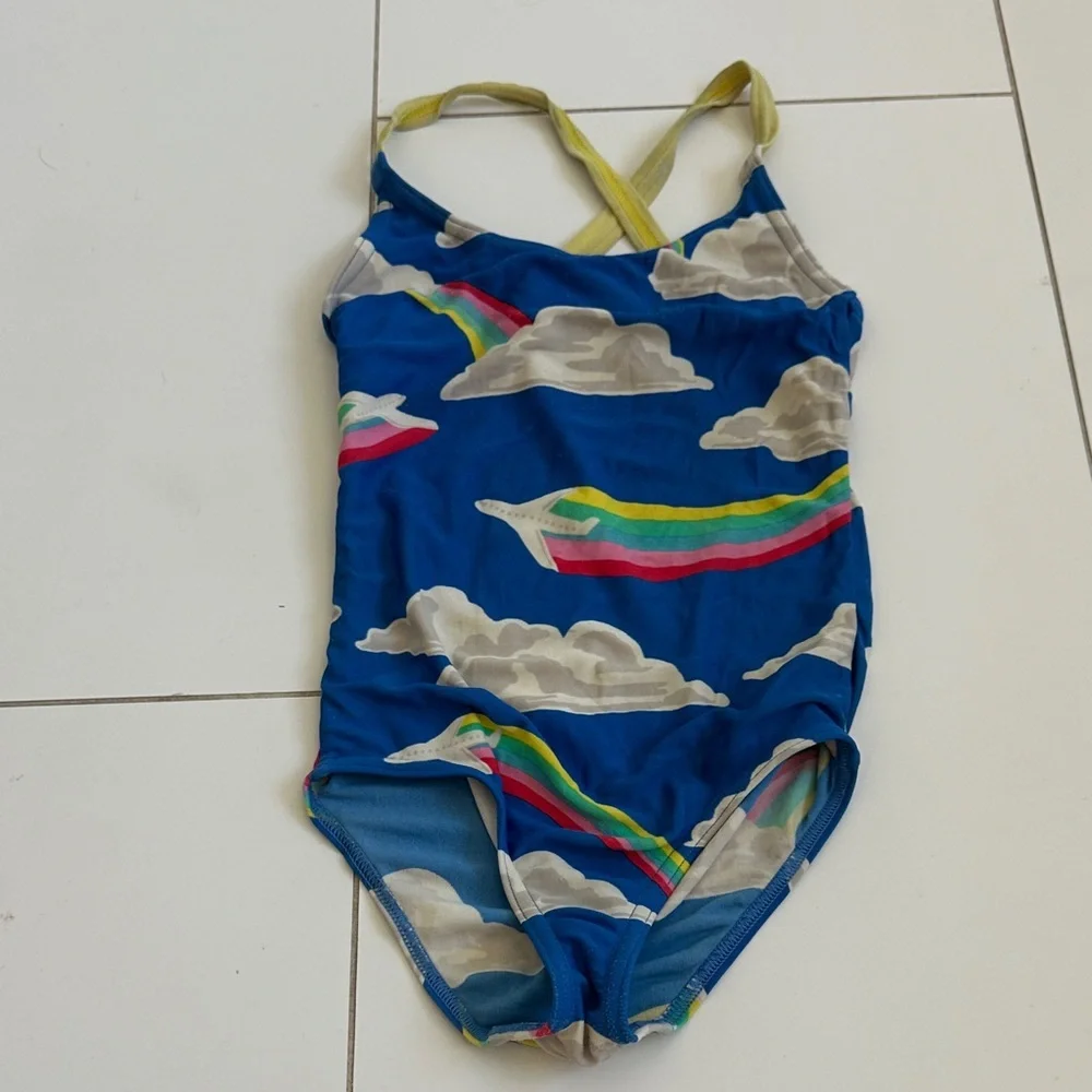 Mini Boden Kids Rainbow Cloud Swimsuit - Blue 3Y